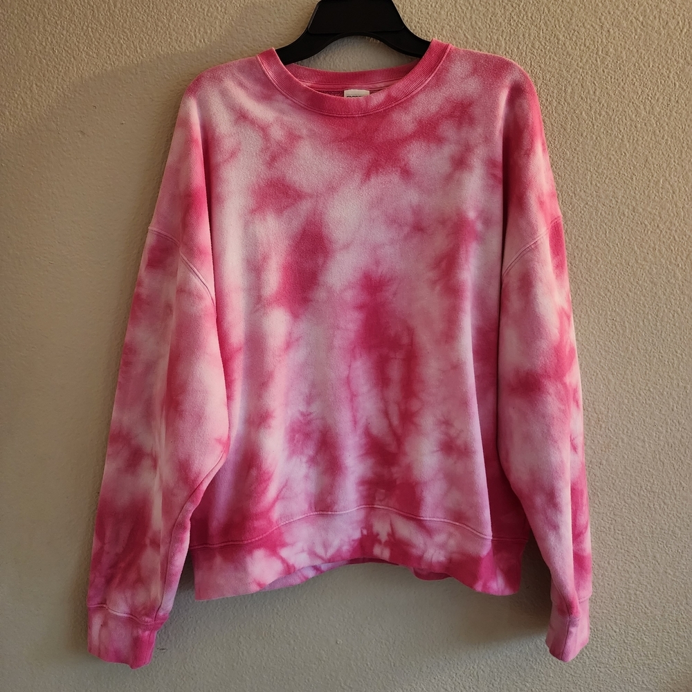 Pink Tie-Dye Women's Sweater Oversized S